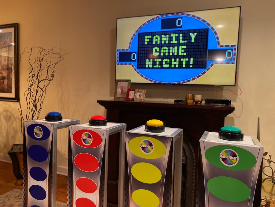 An audience watching a travelling game show