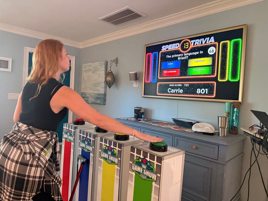 A travelling game show in progress